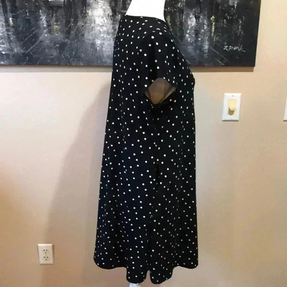 Lark +Grey Polka Dot Short Sleeves Soft Flowing Fabric A-Line Dress w/Pockets-S - Picture 4 of 5